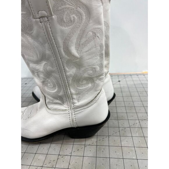 Durango Women’s White Leather Western Cowboy Boots Size 8 Embroidered Design - Picture 6 of 10